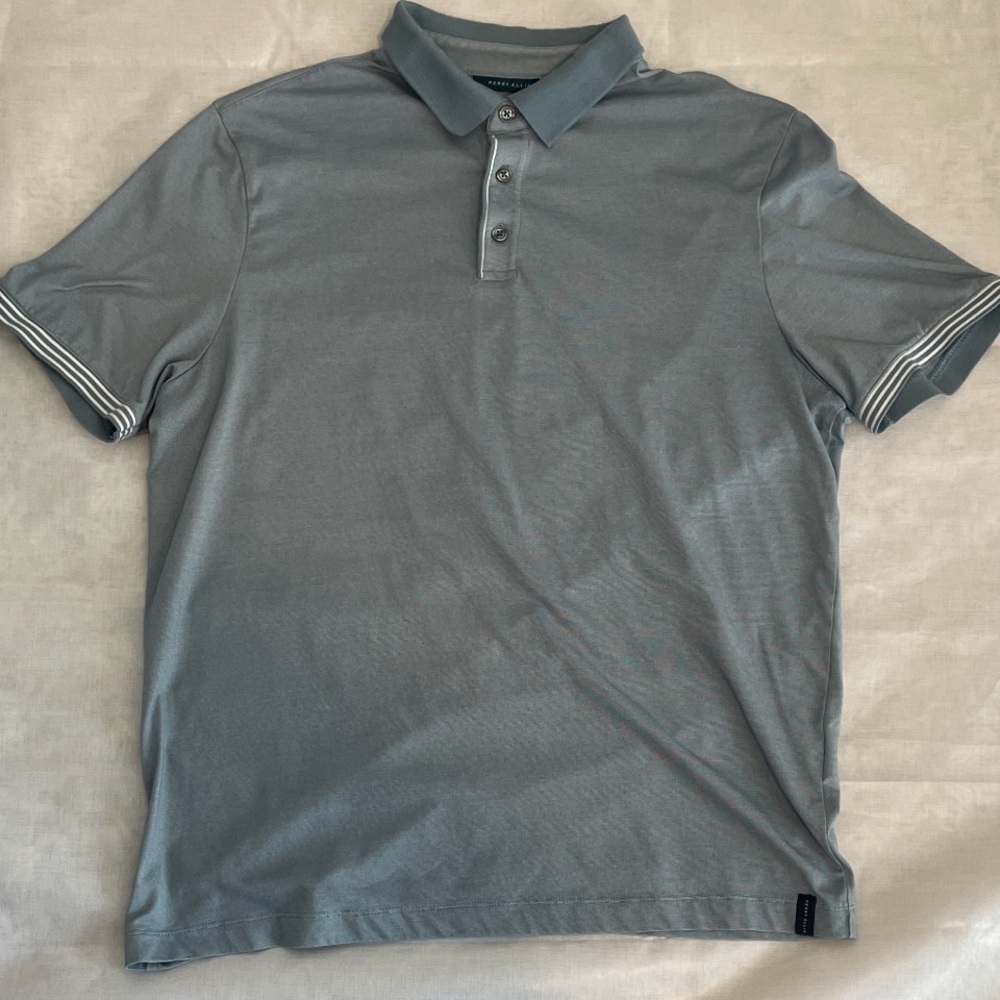 Perry Ellis Light Green Polo Short Sleeve Mens Shirt Large